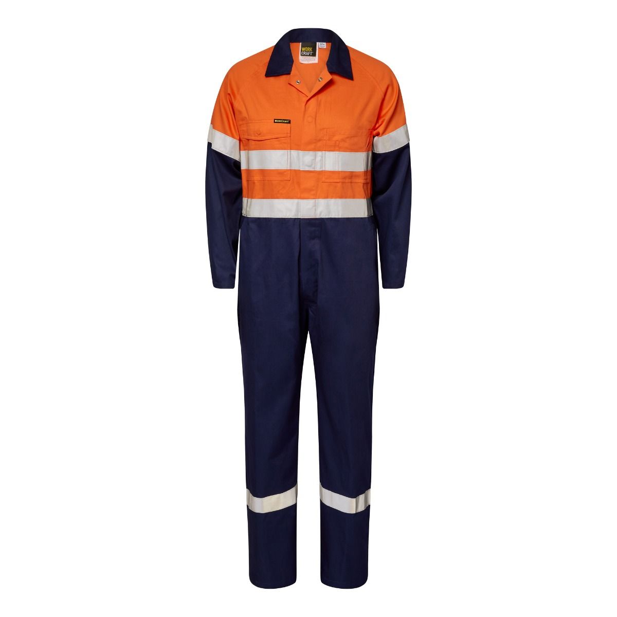 Workcraft WC3070 Light HiVis Coverall CSR Tape - Orange/Navy - Alternative Front View