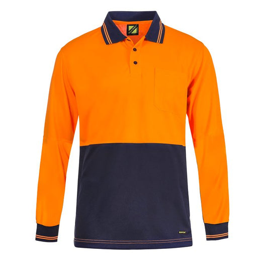 Workcraft WSP209 HiVis Lightweight L/S Micromesh Polo With Pocket