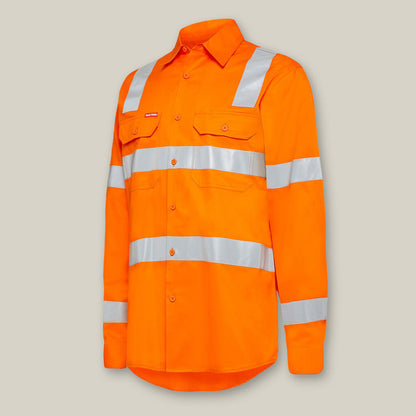 Hard Yakka Y04265 Biomotion Hi Vis Taped Cotton Drill Shirt