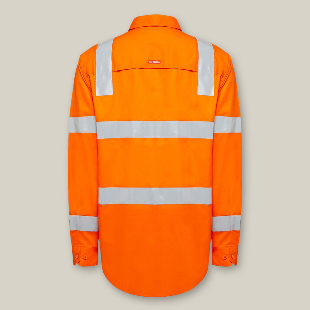 Hard Yakka Y04265 Biomotion Hi Vis Taped Cotton Drill Shirt