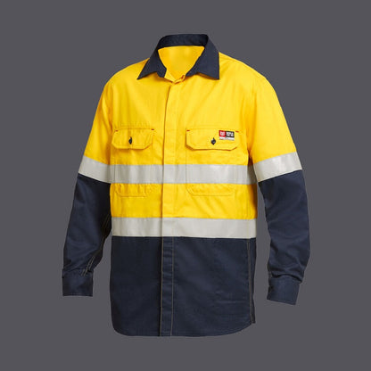 KingGee Y04350 Shieldtec FR Hivis 2tone Open Front Taped Shirt