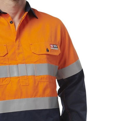 KingGee Y04550 Shieldtec FR Hivis 2tone Closed Front Taped Shirt