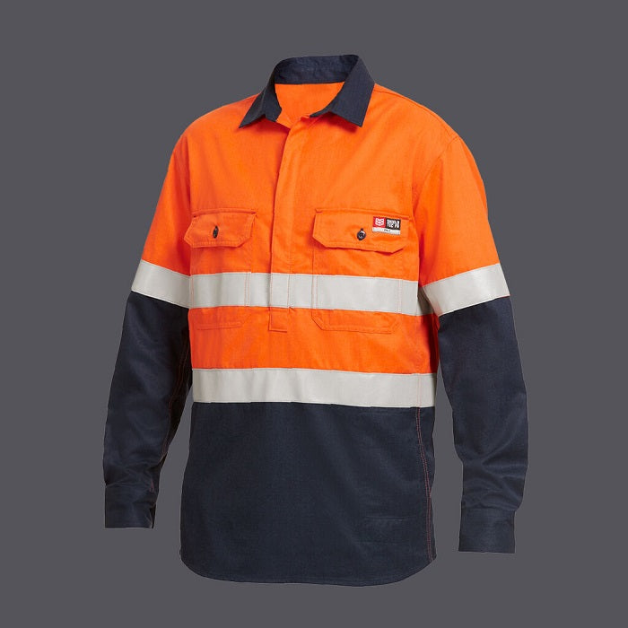 KingGee Y04550 Shieldtec FR Hivis 2tone Closed Front Taped Shirt