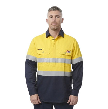 KingGee Y04550 Shieldtec FR Hivis 2tone Closed Front Taped Shirt