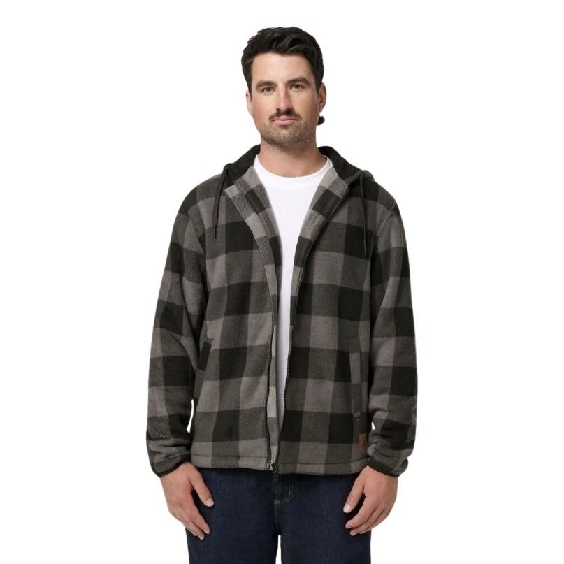 Men's Hard Yakka winter flannel jacket with hoodie