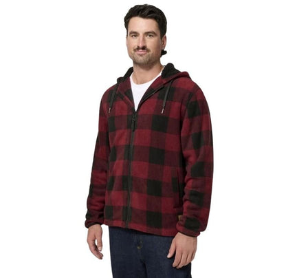 Hard Yakka Y06056 Heritage Camper Sherpa Jacket with red and black check pattern and pockets - popular men's winter jacket