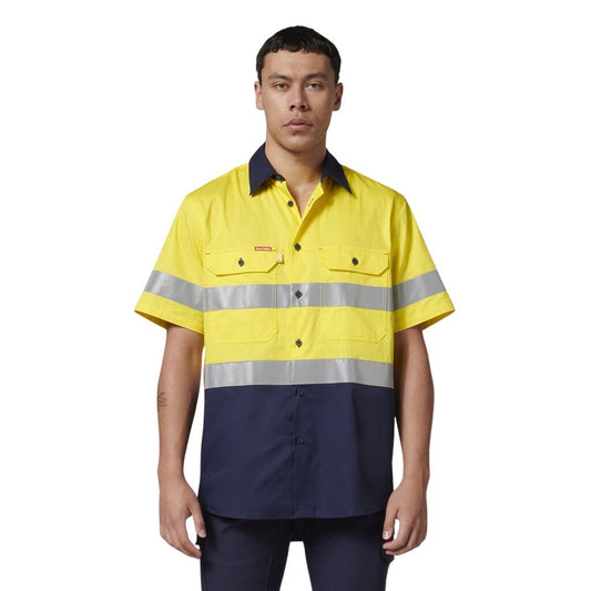 Hard Yakka Y07754 Short Sleeve Hi Vis 2 Tone Taped Vented Shirt