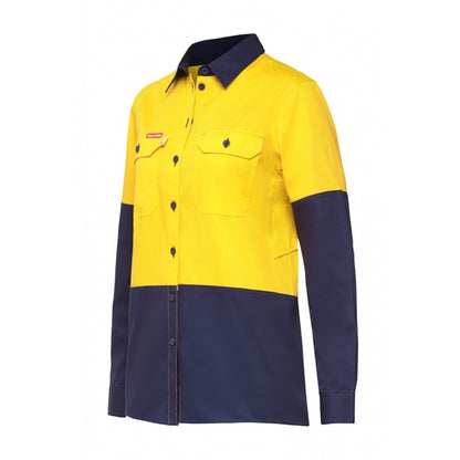 Hard Yakka Y08225 Womens Koolgear HiVis Ventilated Long Sleeve Shirt