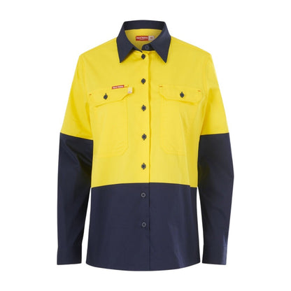 Hard Yakka Y08423 Womens Long Sleeve Hi Vis 2 Tone Vented Shirt