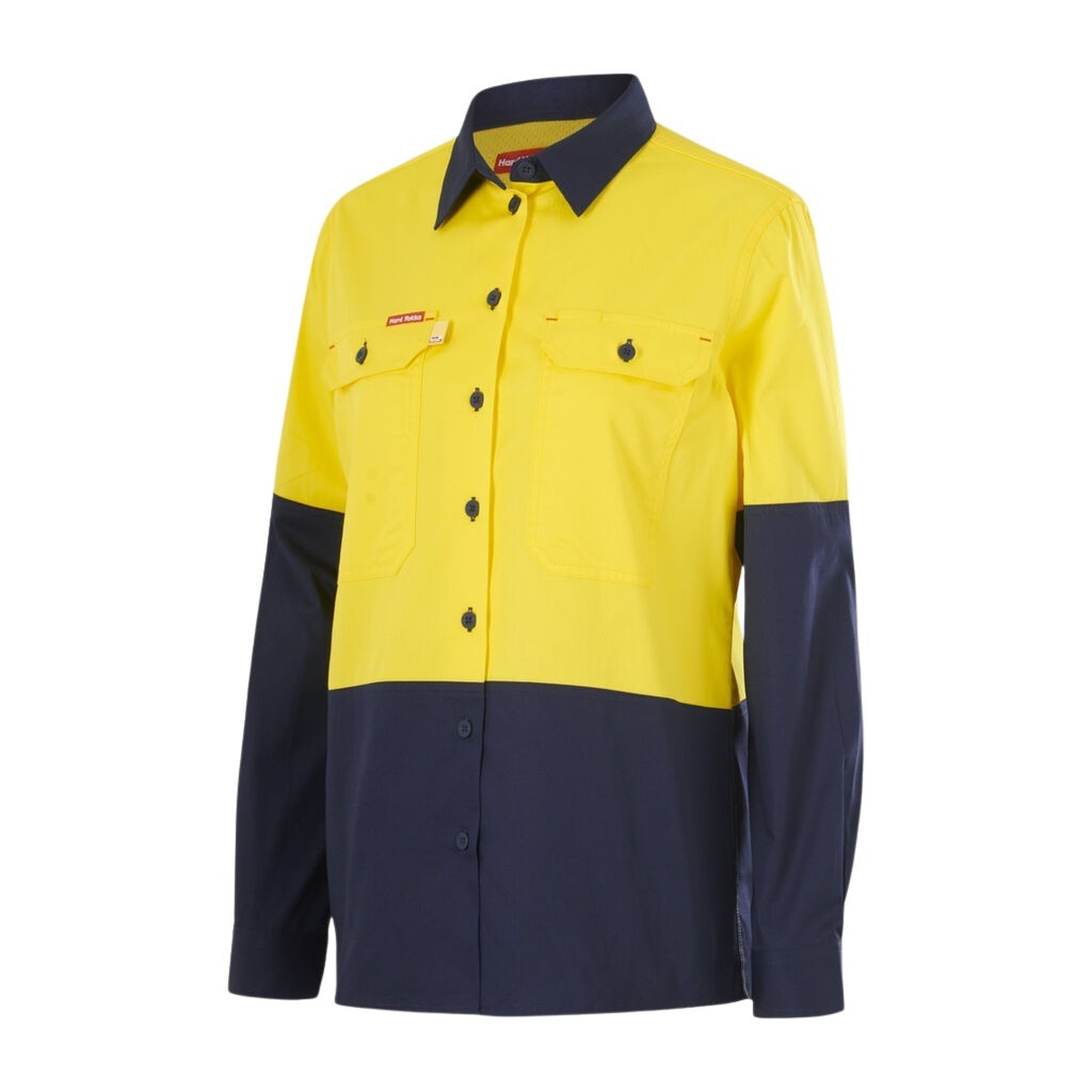 Hard Yakka Y08423 Womens Long Sleeve Hi Vis 2 Tone Vented Shirt