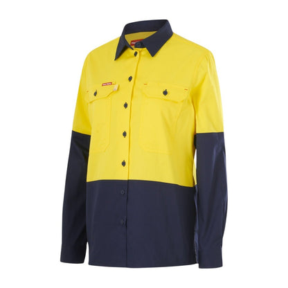Hard Yakka Y08423 Womens Long Sleeve Hi Vis 2 Tone Vented Shirt