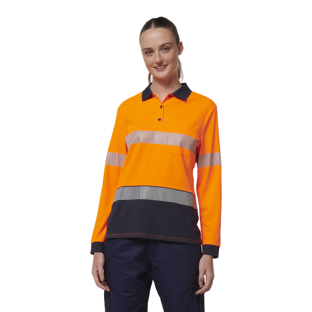 Hard Yakka Y08604 Womens Long Sleeve Hi Vis Taped Polo