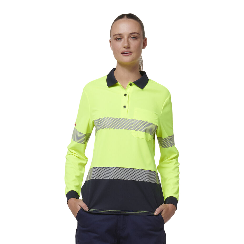 Hard Yakka Y08604 Womens Long Sleeve Hi Vis Taped Polo
