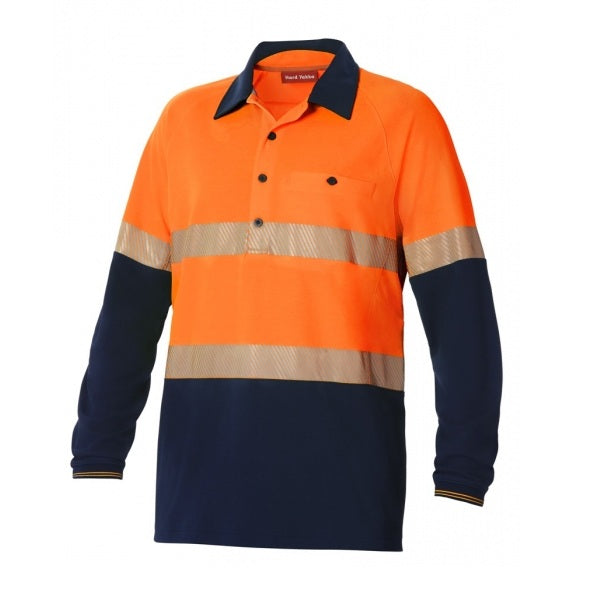 Hard Yakka Y11379 Koolgear HiVisibility 2-Tone Long Sleeve Ventilated Polo With Segmented Tape