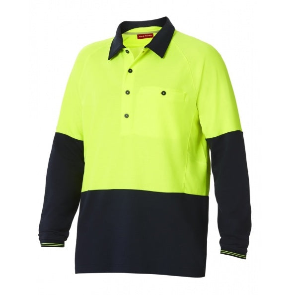 Hard Yakka Y11389 Koolgear HiVisibility 2-Tone Long Sleeve Ventilated Polo