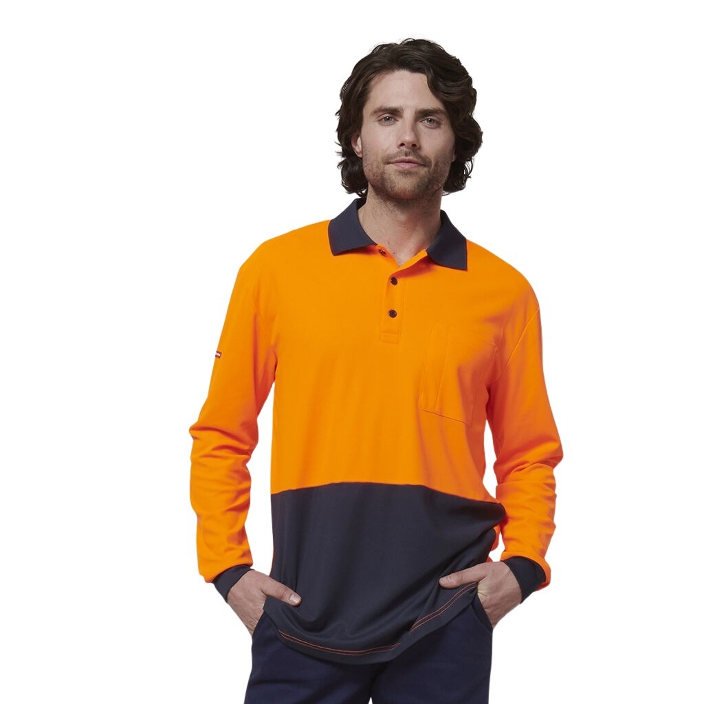 Hard Yakka Y19617 Mens Long Sleeve Hi Vis Polo