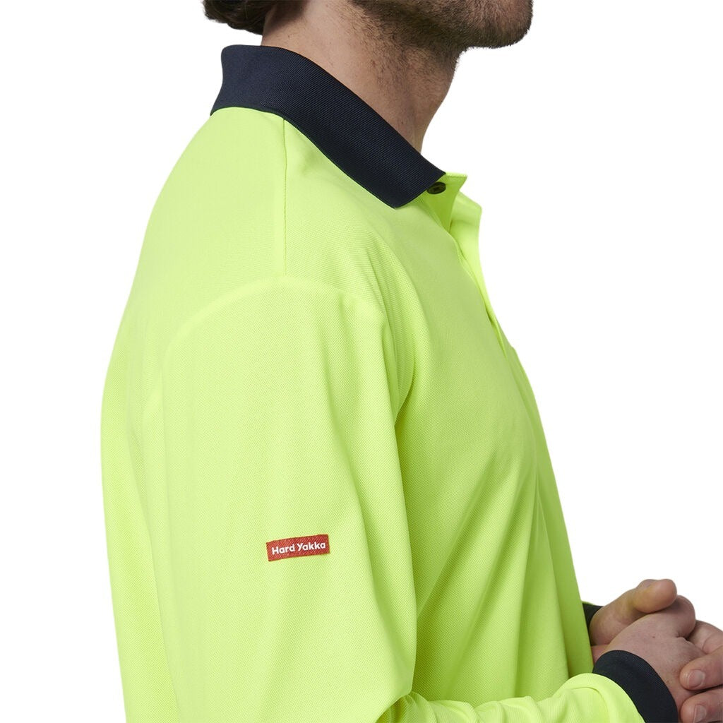 Hard Yakka Y19617 Mens Long Sleeve Hi Vis Polo