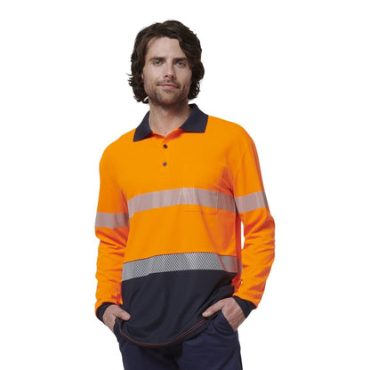 Hard Yakka Y19619 Mens Long Sleeve Hi Vis Taped Polo