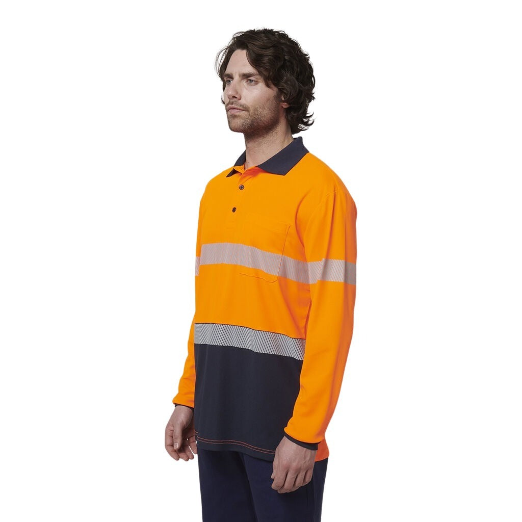 Hard Yakka Y19619 Mens Long Sleeve Hi Vis Taped Polo