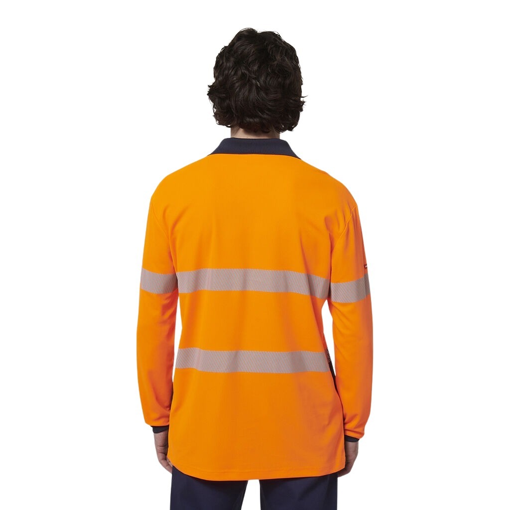 Hard Yakka Y19619 Mens Long Sleeve Hi Vis Taped Polo