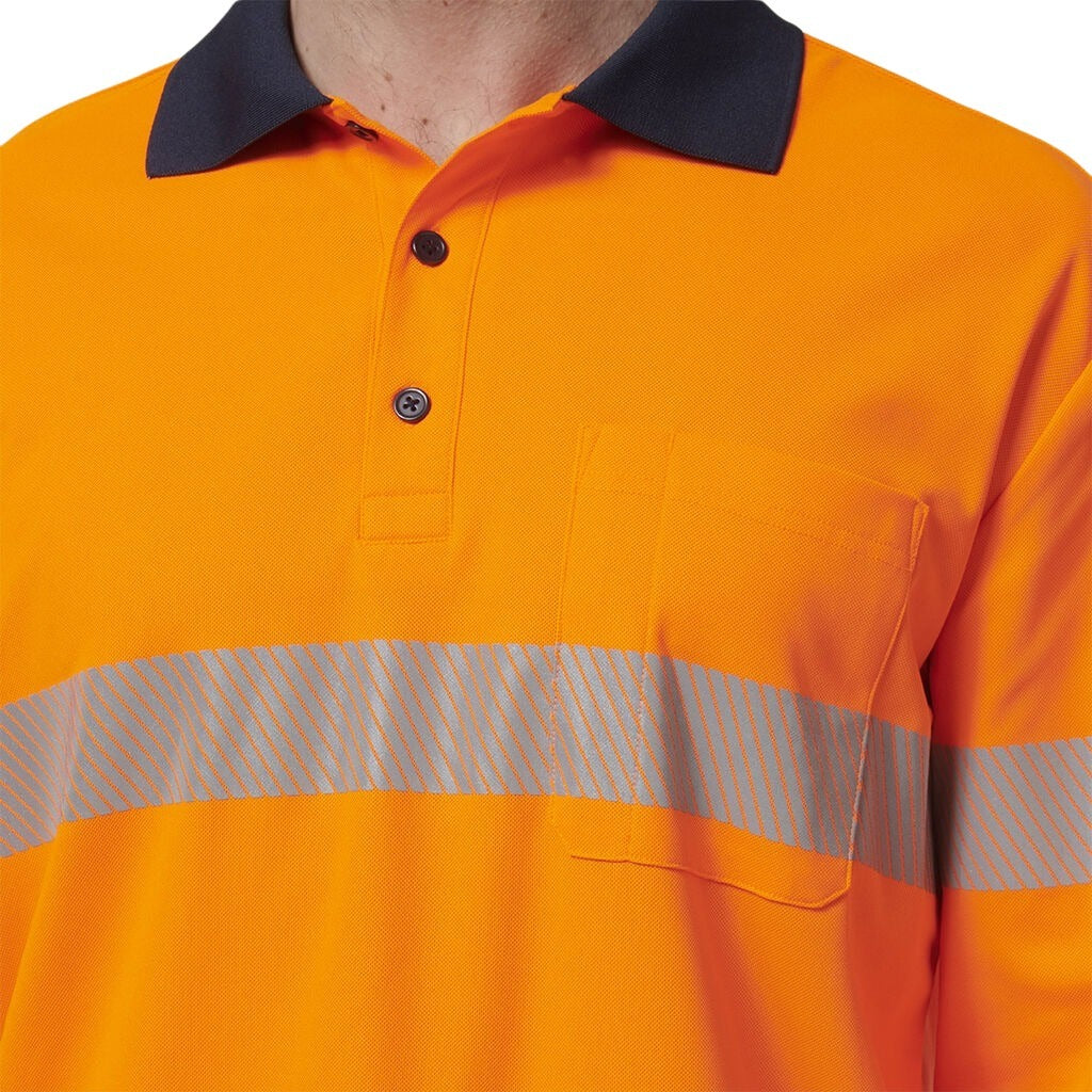 Hard Yakka Y19619 Mens Long Sleeve Hi Vis Taped Polo