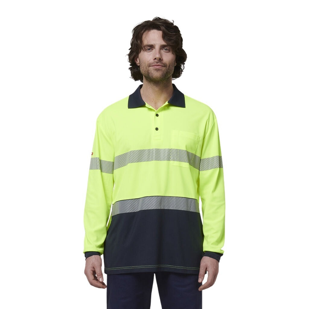 Hard Yakka Y19619 Mens Long Sleeve Hi Vis Taped Polo