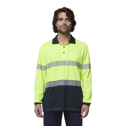 Hard Yakka Y19619 Mens Long Sleeve Hi Vis Taped Polo