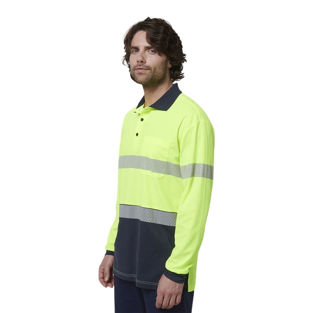 Hard Yakka Y19619 Mens Long Sleeve Hi Vis Taped Polo