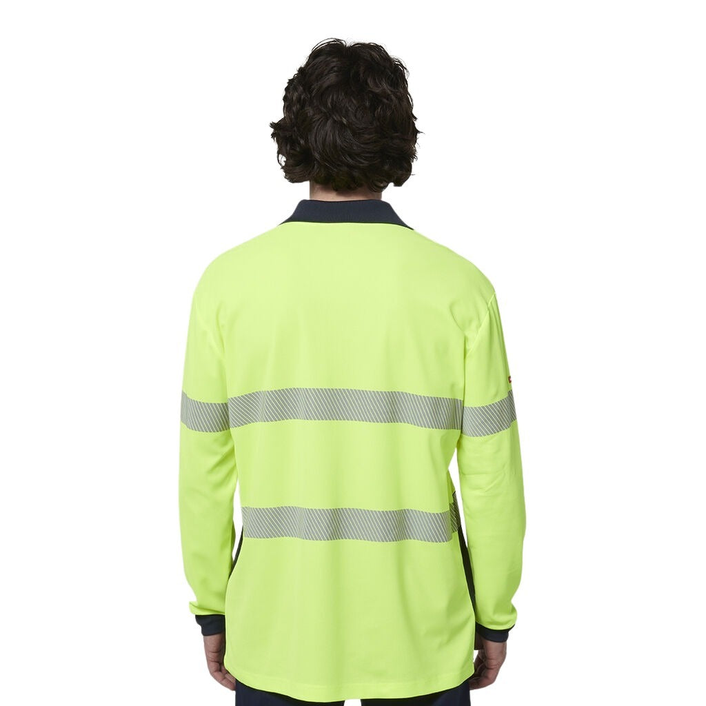 Hard Yakka Y19619 Mens Long Sleeve Hi Vis Taped Polo