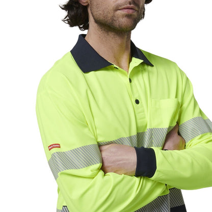 Hard Yakka Y19619 Mens Long Sleeve Hi Vis Taped Polo