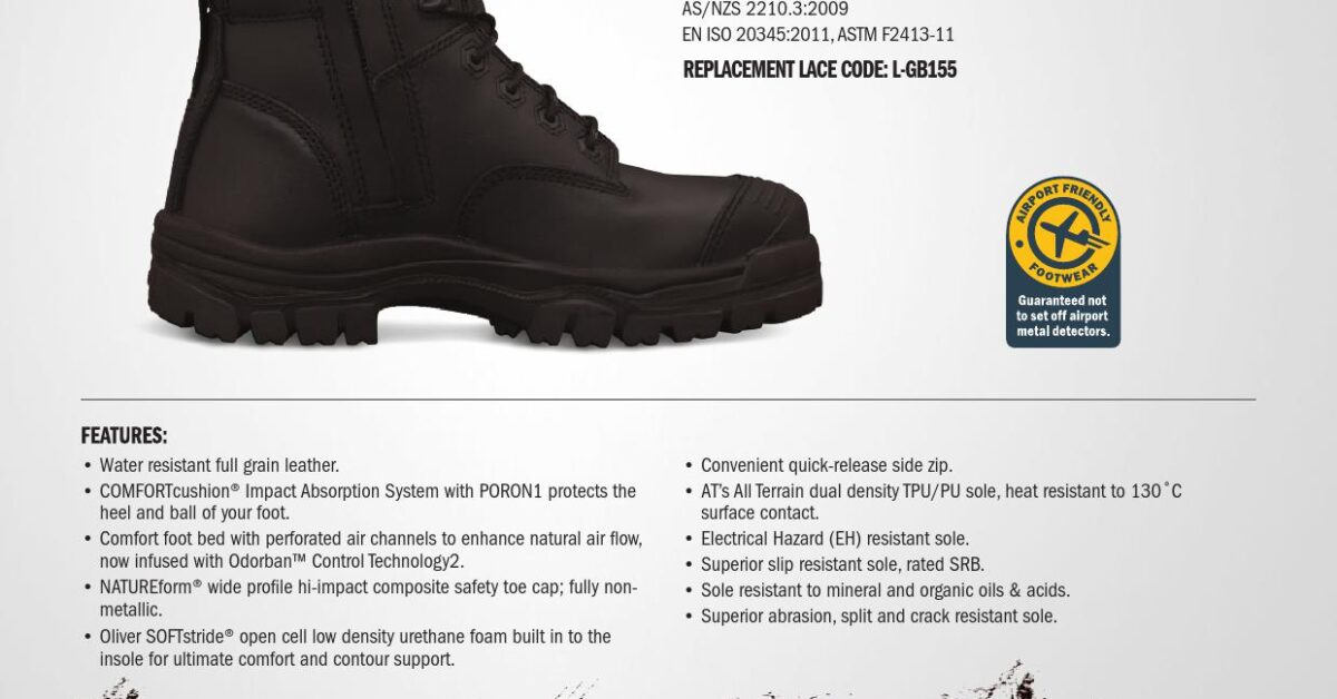 Oliver 45-645Z Black Zip Side Composite Safety Boot | Cheap Work Boots