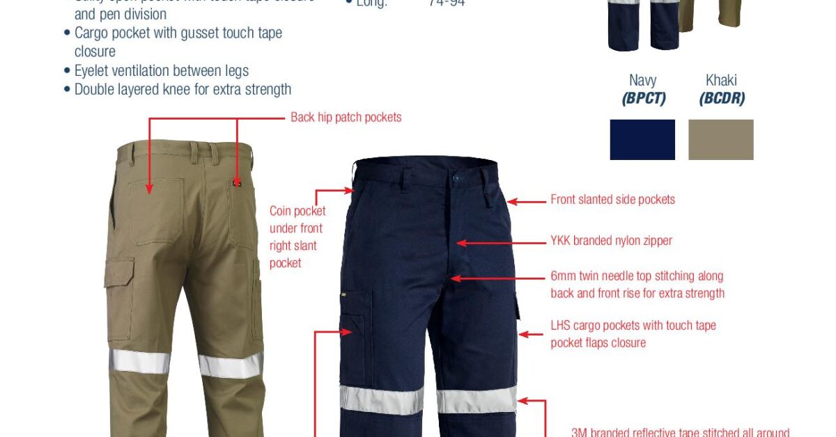 Bisley BP6999T 3M Biomotion Double Taped Cool Lightweight Utility Pants ...