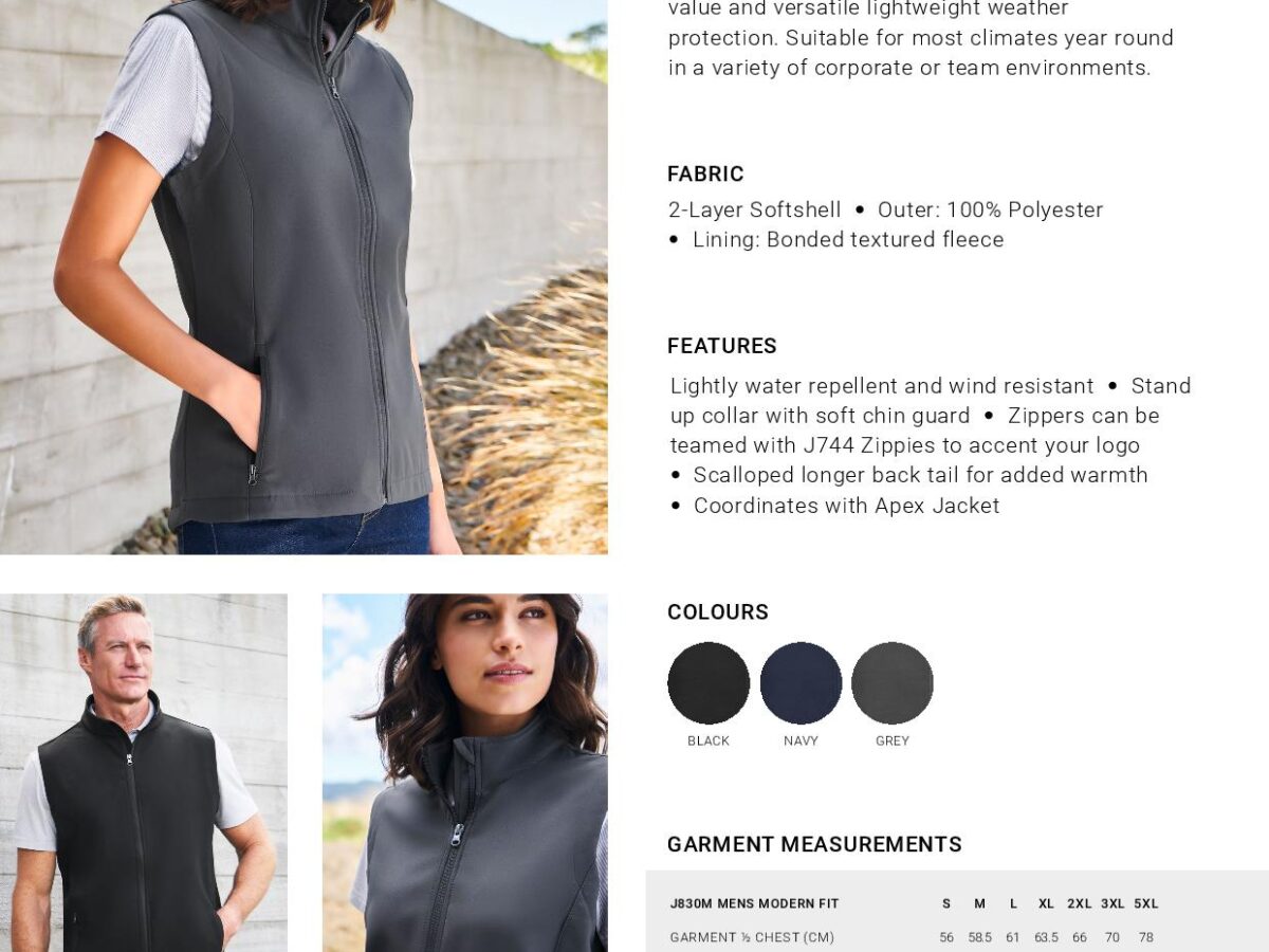 Biz Collection Mens Apex Vest (J830M) – Corporate Apparel Online