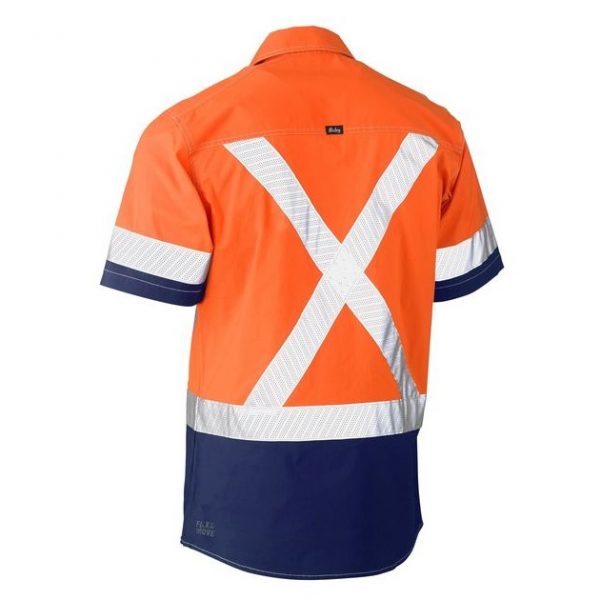 Bisley BS1177XT Flex & Move Two Tone Hi Vis Stretch Utility S/S Shirt - Image 4