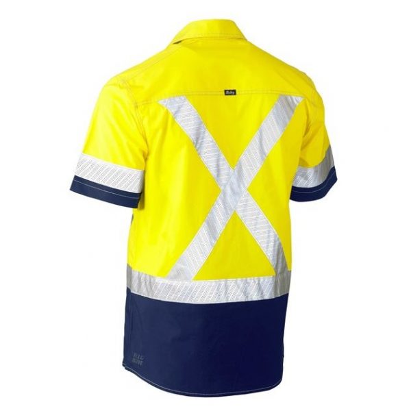 Bisley BS1177XT Flex & Move Two Tone Hi Vis Stretch Utility S/S Shirt - Image 2