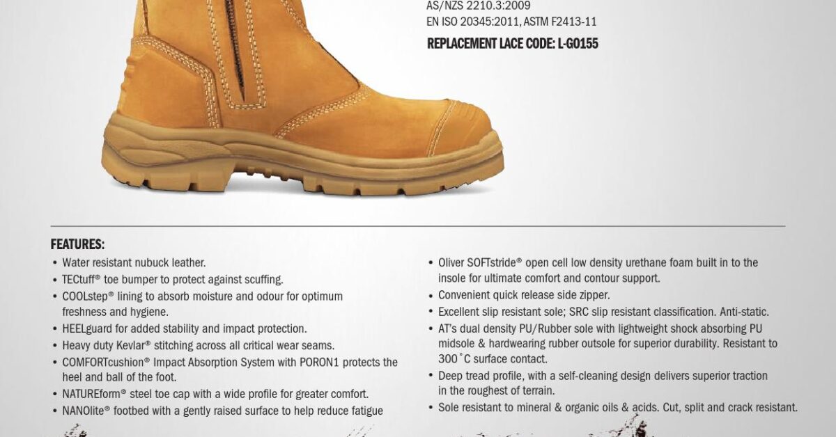 Oliver 55-385 200mm Hi-Leg Wheat Zip Sided Boot | Cheap Work Boots