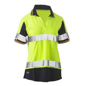 Bisley BKL1225T Womens S/S Taped Two Tone HiVis V-Neck Polo