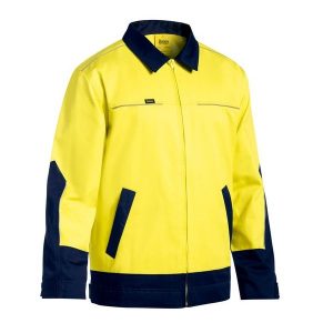 Bisley BJ6917 Two Tone HiVis Liquid Repellent Cotton Drill Jacket