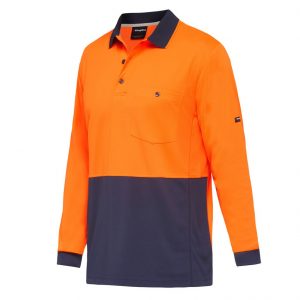 KingGee K54235 Workcool Hyperfreeze HiVis Spliced Polo L/S