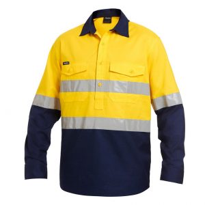 KingGee K54886 Workcool 2 HiVis Reflective Spliced Closed Front Shirt L/S