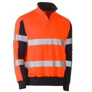 Bisley BK6817T Taped Two Tone Hi Vis Contrast Stretchy 1/4 Zip Pullover