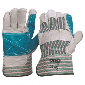 Pro Choice R88FG Green & Grey Striped Cotton/Leather Gloves - Large