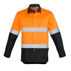Syzmik ZW123 Mens HiVis Spliced Industrial Shirt Hooped Tape