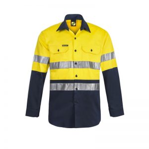 Workcraft WS6030 Lightweight HiVis Two Tone L/S Vented Cotton Drill Shirt