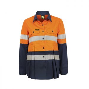 Workcraft WSL601 Maternity Lightweight Hi Vis Two Tone L/S Vented Cotton Drill Shirt