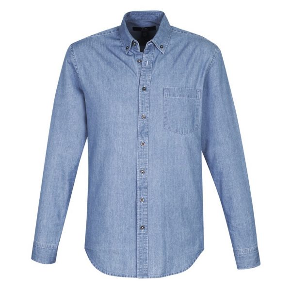 Biz Collection S017ML Mens Indie Denim L/S Shirt - Image 4