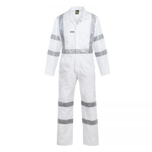 WORKCRAFT WC3254 HI VIS COTTON DRILL COVERALL W/ CSR REFLECTIVE TAPE