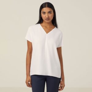 NNT CATUPU French Georgette Short Sleeve V-Neck Top