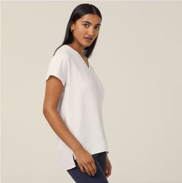 NNT CATUPU French Georgette Short Sleeve V-Neck Top - Image 2