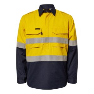 FlameBuster FSV015A Torrent HRC2 Mens HiVis Two Tone Front Shirt with FR Reflective Tape